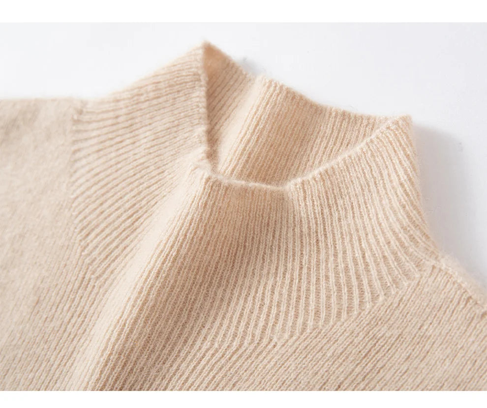Cashmere Knitted Sleeveless Mock Neck Sweater