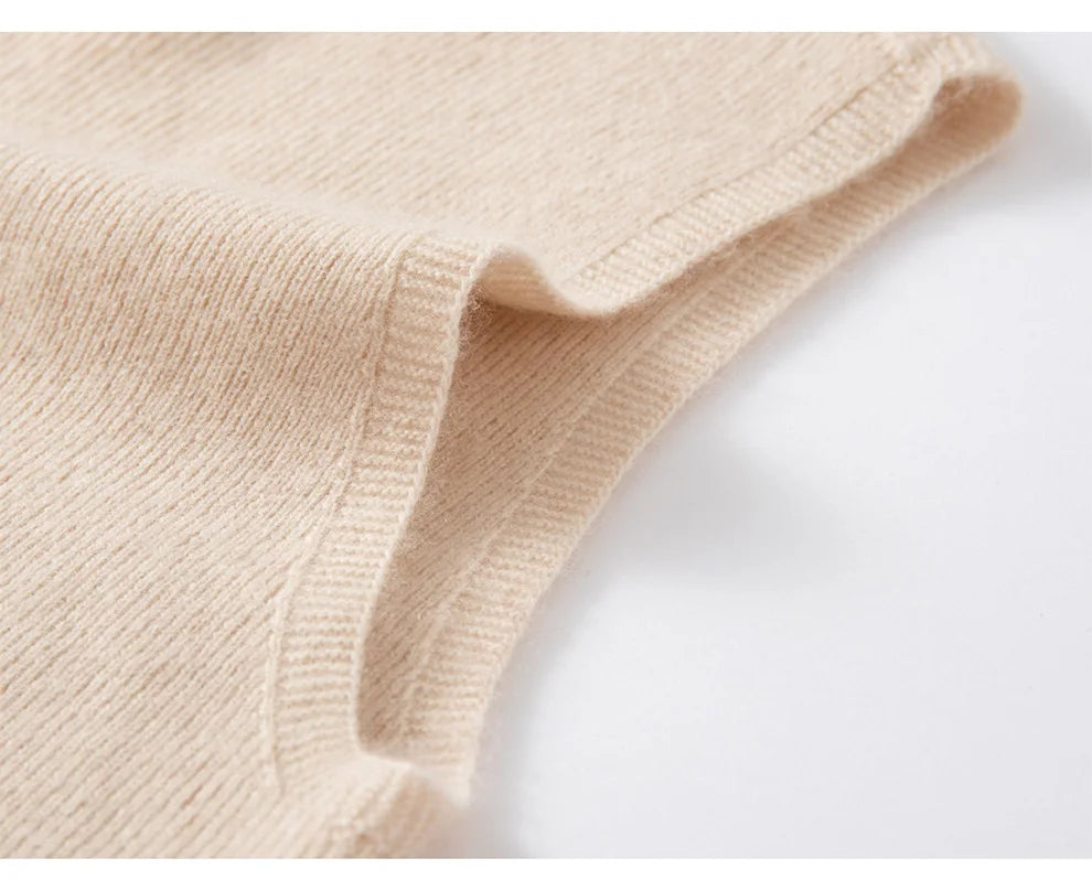 Cashmere Knitted Sleeveless Mock Neck Sweater