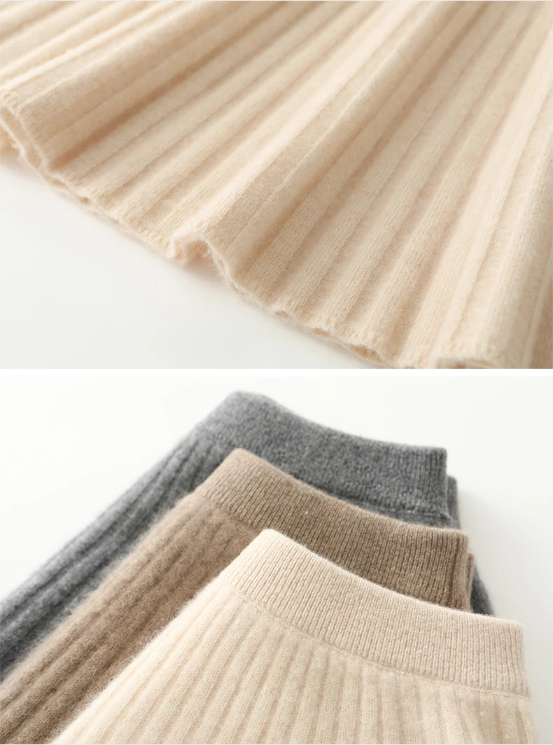 Wool Knitted Fashionable Solid-Color Short Skirt